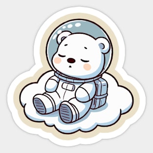 cute astronaut polar bear on clouds Sticker